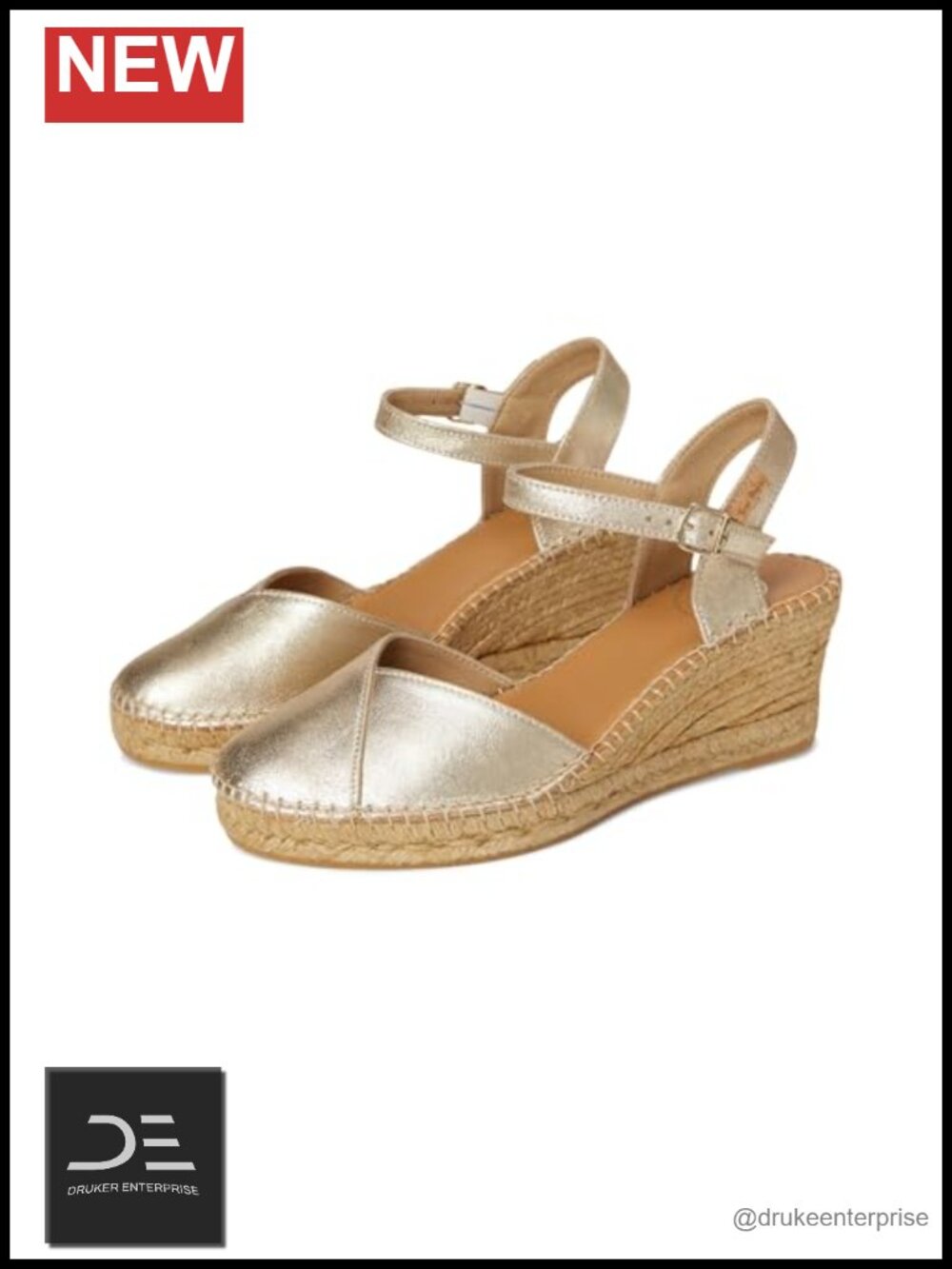 Wedge Sandals Ankle Strap Buckle Closure Leather Lining